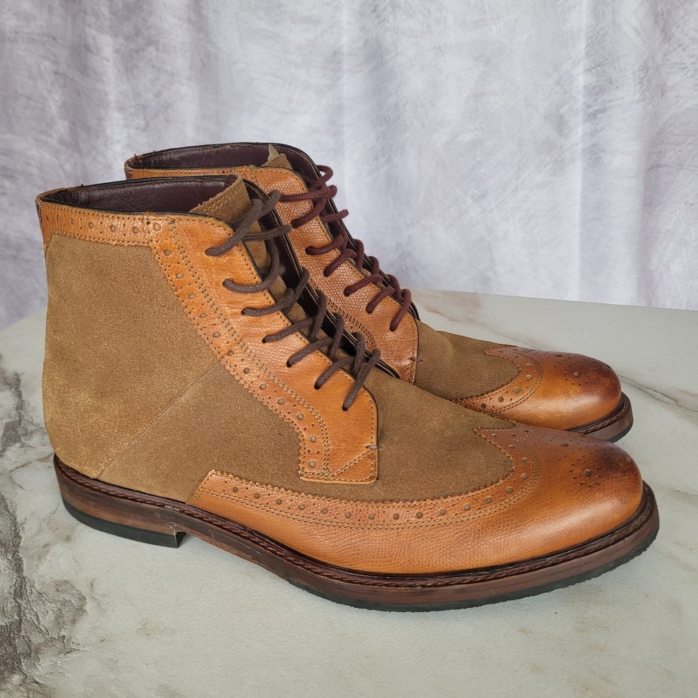 Ted Baker MIYLAN Wingtip Lace Up Boots Men's Size 11 Tan Brown